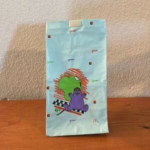 Vintage 1988 Blue Grimace Plastic Lunch Bag/Tote